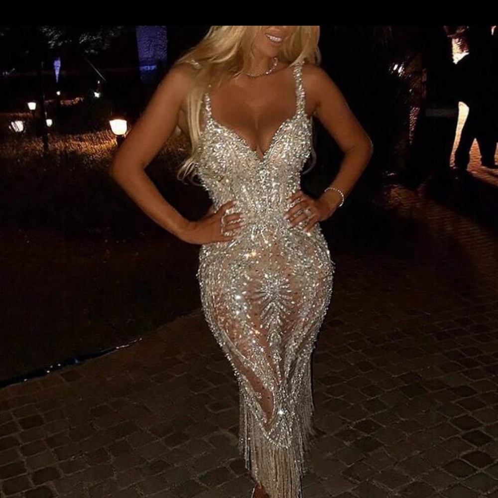 Elegant Silver Evening Dress